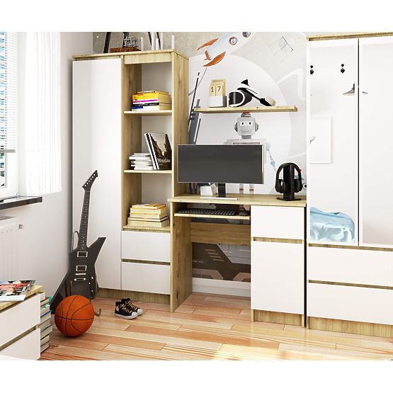 POČÍTAČOVÝ STÔL PIKSEL PK ARTISAN / BIELY - PRAVÝ