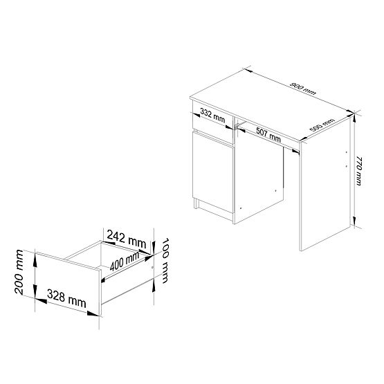POČÍTAČOVÝ STÔL PIKSEL PK ČIERNY LESK ĽAVÝ