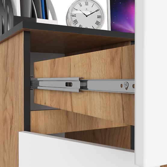 POČÍTAČOVÝ STÔL PIKSEL PK DUB CRAFT / BIELY - ĽAVÝ