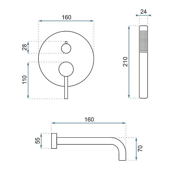 Podomietková vaňová batéria Rea Lungo Titan + Box