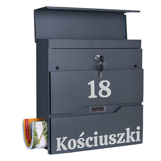 Poštová schránka na listy Vidar antracit s nápismi