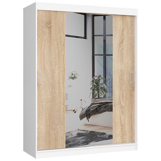 POSUVNÁ SKRIŇA 150 cm CLP BIELA / SONOMA