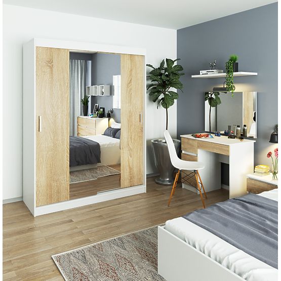 POSUVNÁ SKRIŇA 150 cm CLP BIELA / SONOMA