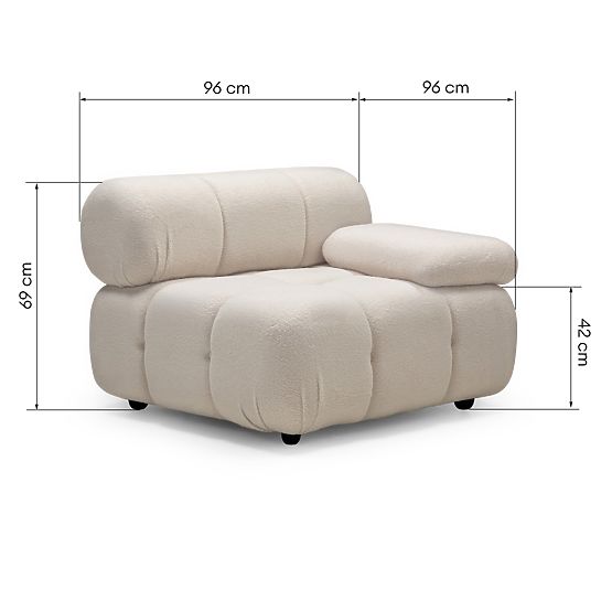 Pravostranný modul Fluf Big svetlo béžový, boucle