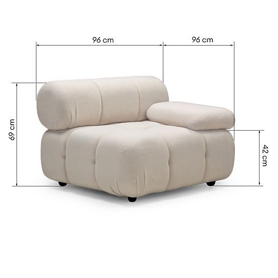 Pravostranný modul Fluf Big svetlo béžový, boucle