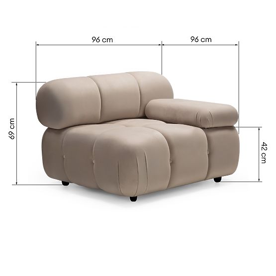 Pravostranný modul Fluf Big svetlo béžový, zamatový