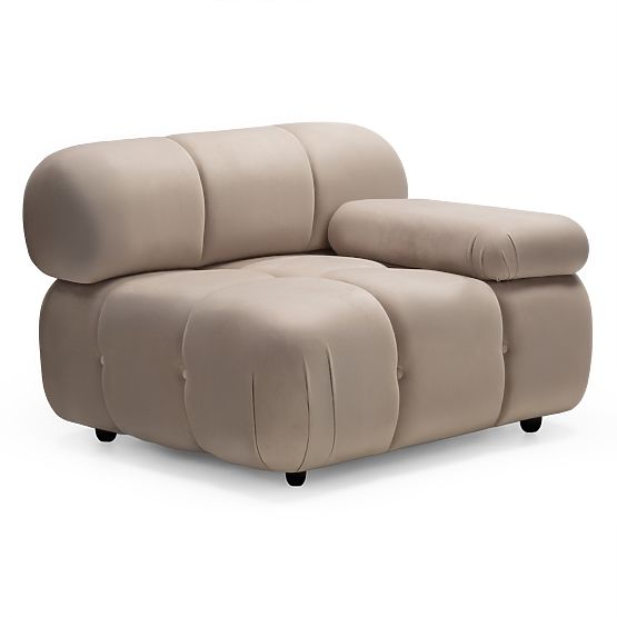 Pravostranný modul Fluf Big svetlo béžový, zamatový