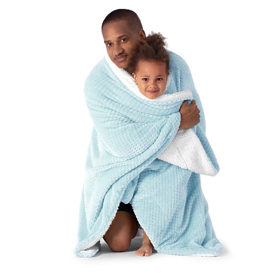 Prikrývka SHLEEPY modrá s žakárovým vzorom klasický štýl 130x180