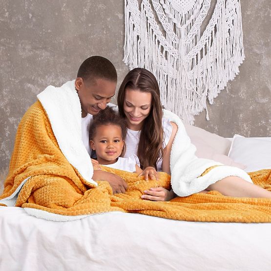 Prikrývka SHLEEPY oranžová žakárovo razená klasický štýl 130x180