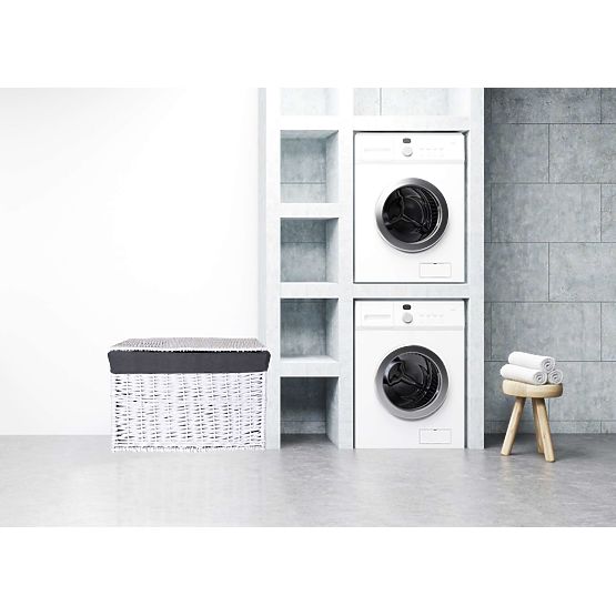 Prútená truhlica 76x46x46 cm - 160L - bielo-sivá