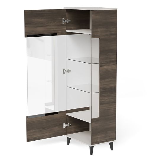 RANDOM 2 V-1 vitrína kašmír / orech / čierna