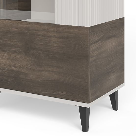 RANDOM 2 V-1 vitrína kašmír / orech / čierna