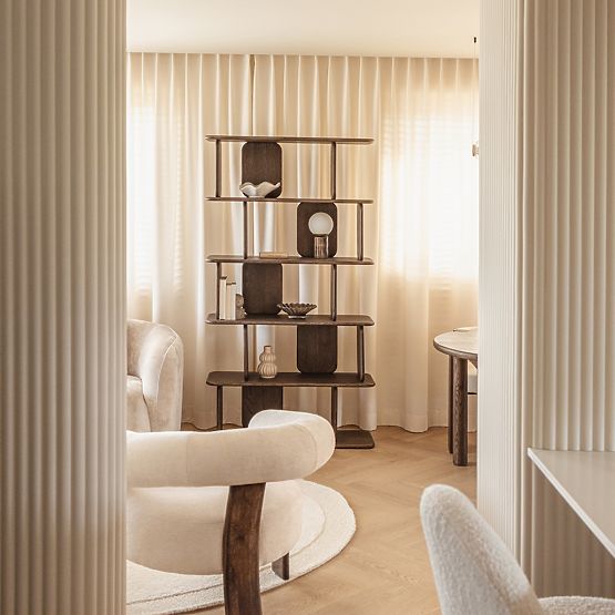 Regál Fonticelle zaoblený, masívne dubové drevo, dyha, espresso