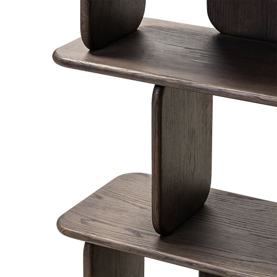 Regál Fonticelle zaoblený, masívne dubové drevo, dyha, espresso