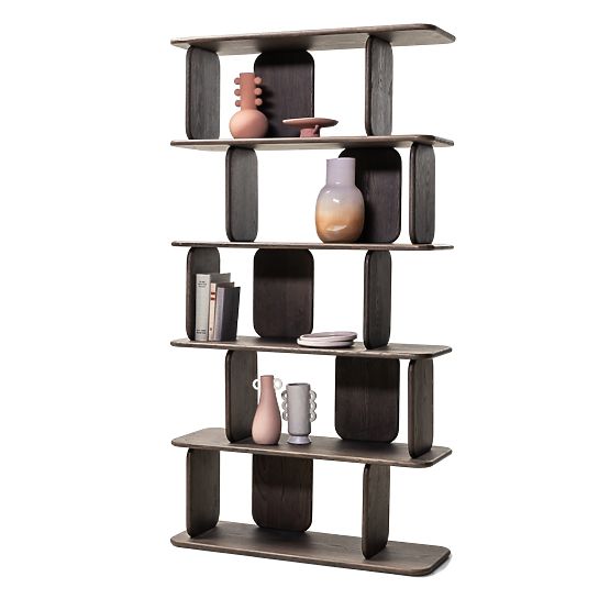 Regál Fonticelle zaoblený, masívne dubové drevo, dyha, espresso