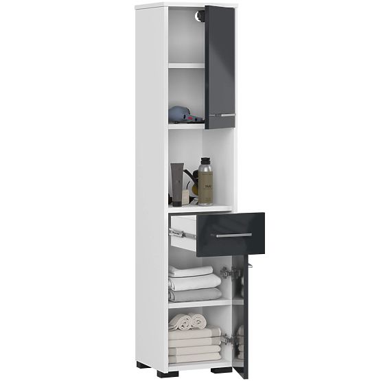 REGÁL KÚPEĽŇA FIN STĹP 30 2D 1SZ 1W 140cm PK GRAFIT LESK