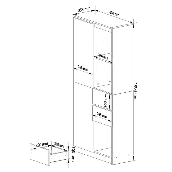 REGÁL R15 R80 1D 2SZ CLP PK BIELY / SONOMA