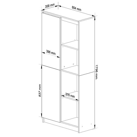 REGÁL R80 1D 4P CLP WENGE / BIELA
