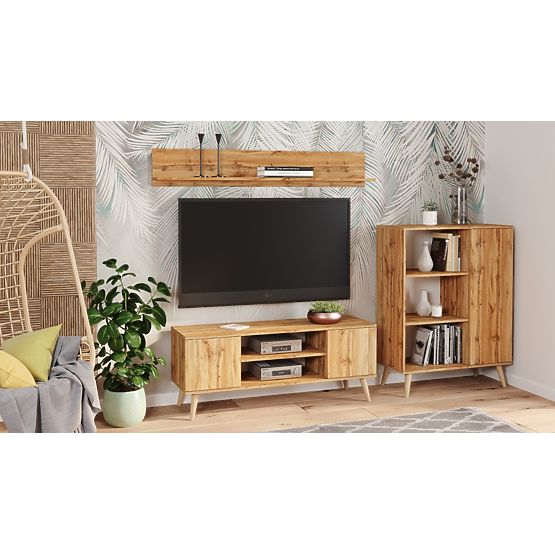 Regál skriňa Fondi dub craft zlatý, škandinávsky