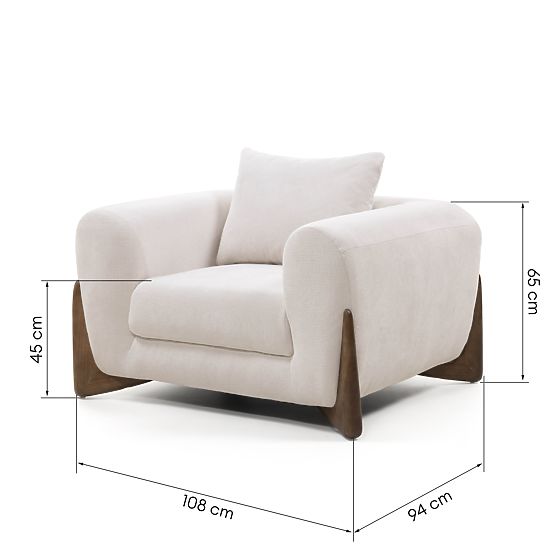 Relaxačné kreslo Flou svetlo béžové, kaučukové drevo, orech