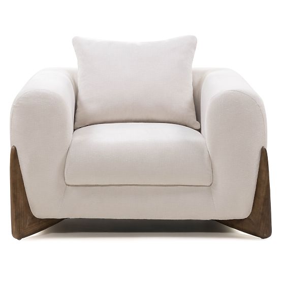 Relaxačné kreslo Flou svetlo béžové, kaučukové drevo, orech