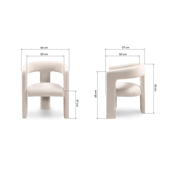 Relaxačné kreslo Lory, svetlo béžové, zamatové