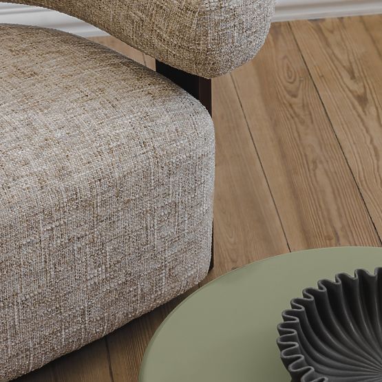 Relaxačné kreslo Maribel béžovošedé/orech, oblý tvar