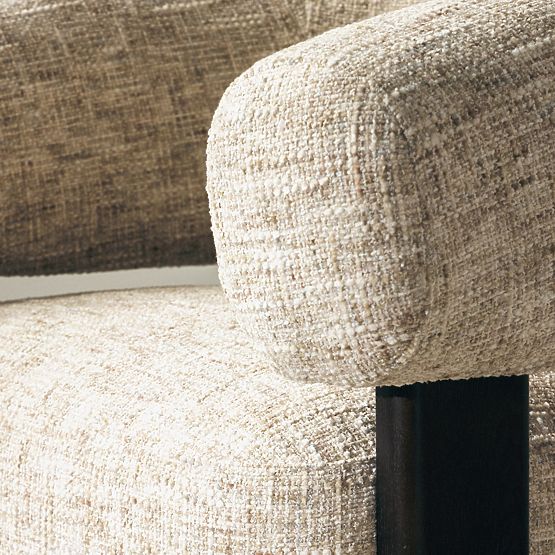 Relaxačné kreslo Maribel béžovošedé/orech, oblý tvar