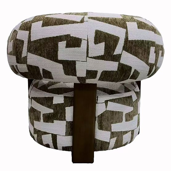 Relaxačné kreslo Maribel olivovo-krémové/orech, oblé tvary