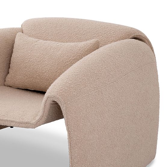 Relaxačné kreslo Miti svetlo béžové, boucle, zaoblené