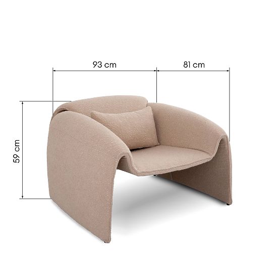 Relaxačné kreslo Miti svetlo béžové, boucle, zaoblené