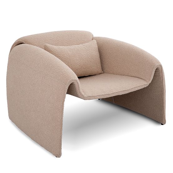 Relaxačné kreslo Miti svetlo béžové, boucle, zaoblené