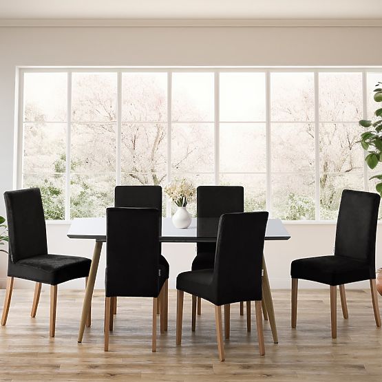 RESTILO poťah na stoličky SENTO čierna hladká klasický štýl