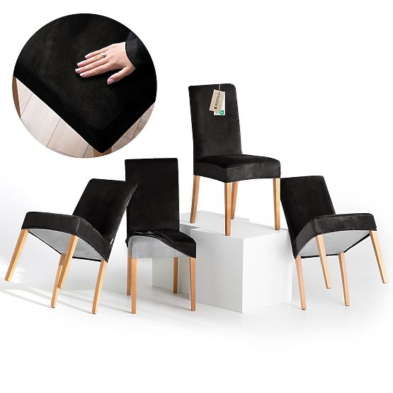 RESTILO poťah na stoličky SENTO farba čierna hladký klasický štýl