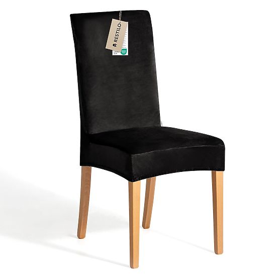 RESTILO poťah na stoličky SENTO farba čierna hladký klasický štýl