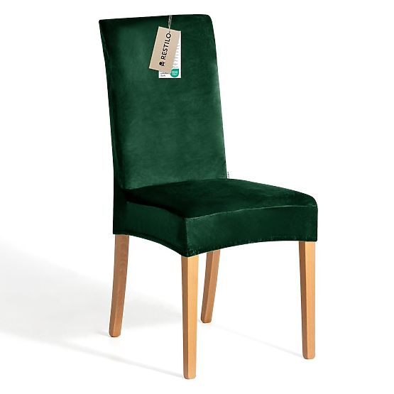 RESTILO poťah na stoličku SENTO farba fľašková zelená hladký klasický štýl