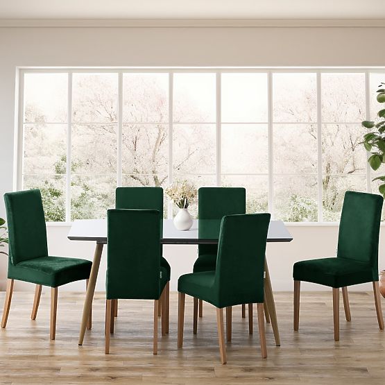 RESTILO poťah na stoličku SENTO farba fľašková zelená hladký klasický štýl