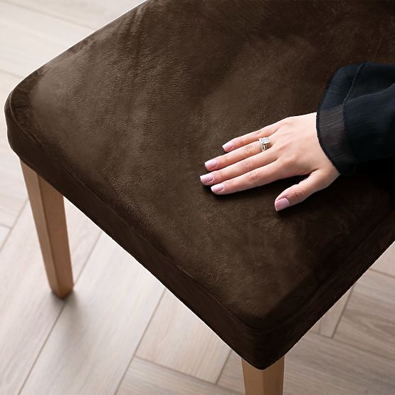 RESTILO poťah na stoličky 6 SENTO farba hnedá hladký klasický štýl