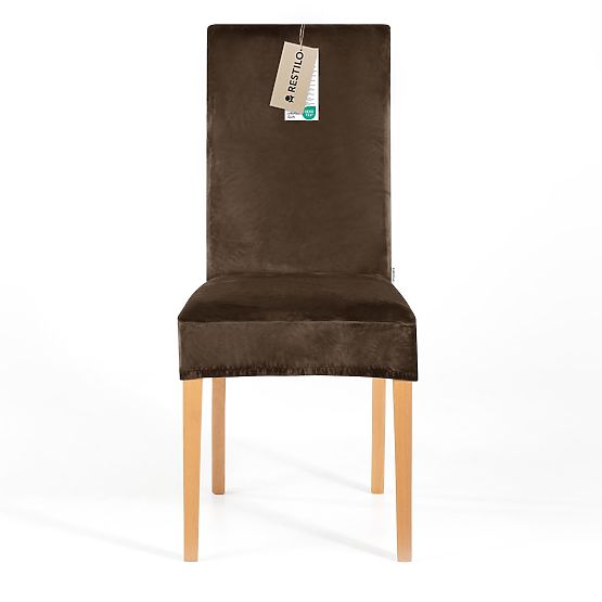 RESTILO poťah na stoličky 6 SENTO farba hnedá hladký klasický štýl