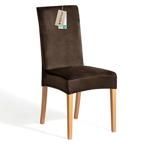 RESTILO poťah na stoličky 6 SENTO farba hnedá hladký klasický štýl