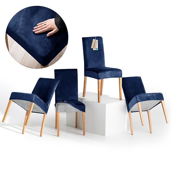 RESTILO poťah na stoličky SENTO farba indigo hladký klasický štýl