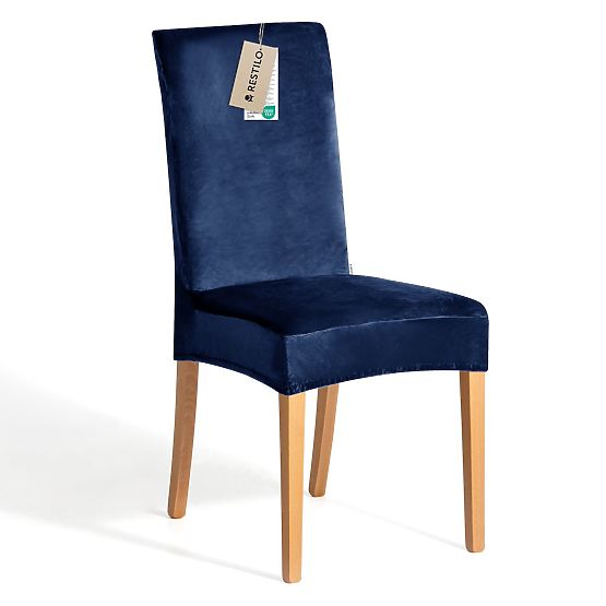 RESTILO poťah na stoličky SENTO farba indigo hladký klasický štýl