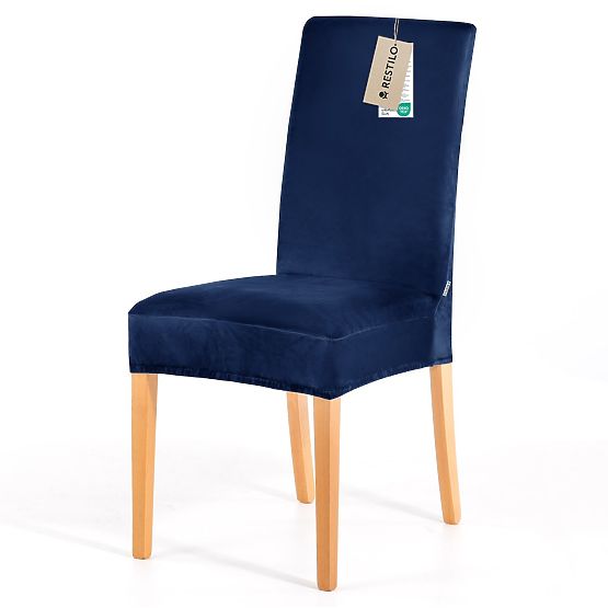 RESTILO poťah na stoličky SENTO farba indigo hladký klasický štýl