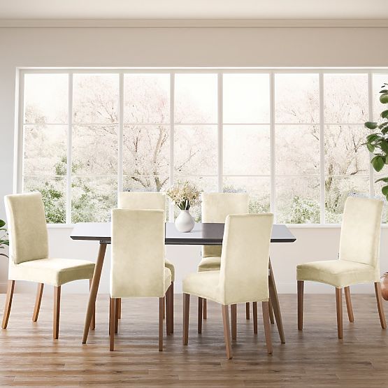 RESTILO poťah na stoličky SENTO farba krémová hladký klasický štýl