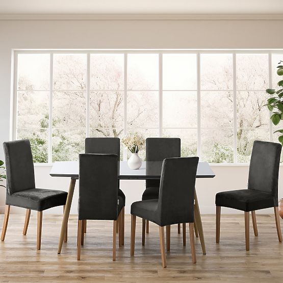 RESTILO poťah na stoličky SENTO farba oceľová hladký klasický štýl