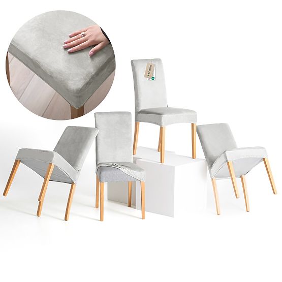 RESTILO poťah na stoličky SENTO farba sivá hladká klasický štýl