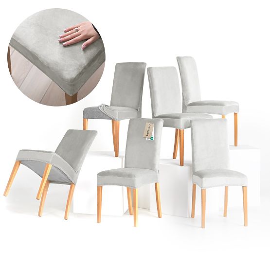 RESTILO poťah na stoličky SENTO farba sivá hladká klasický štýl