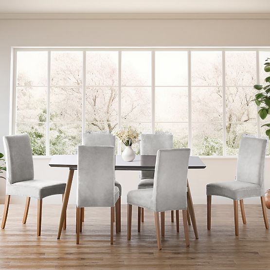 RESTILO poťah na stoličky SENTO farba sivá hladká klasický štýl