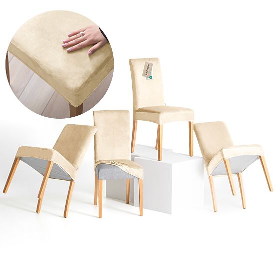 RESTILO poťah na stoličku SENTO farba svetlo béžová hladký klasický štýl