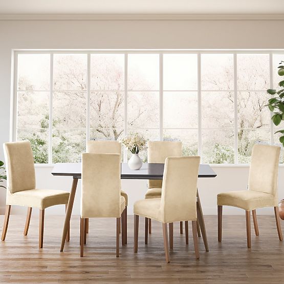 RESTILO poťah na stoličky SENTO farba svetlo béžová hladký klasický štýl